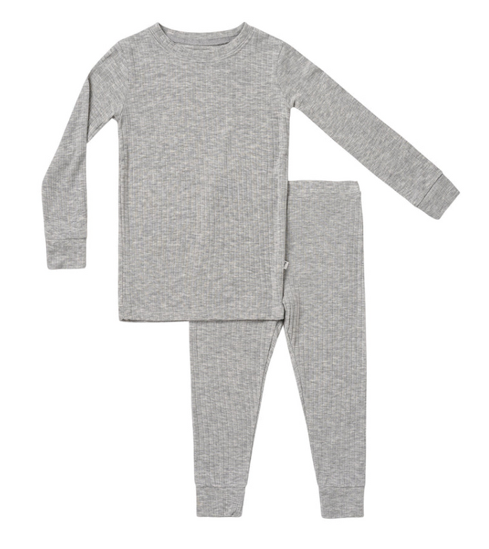 Heather Grey Ribbed Two-Piece Set