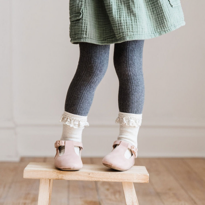 Charcoal Grey Cable Knit Tights