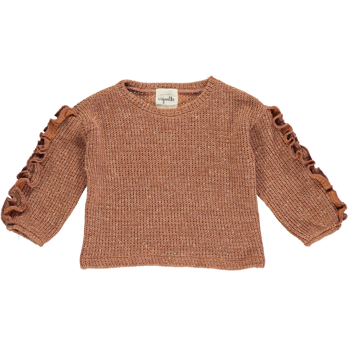 Ruffle Sleeve Sweater - Pumpkin