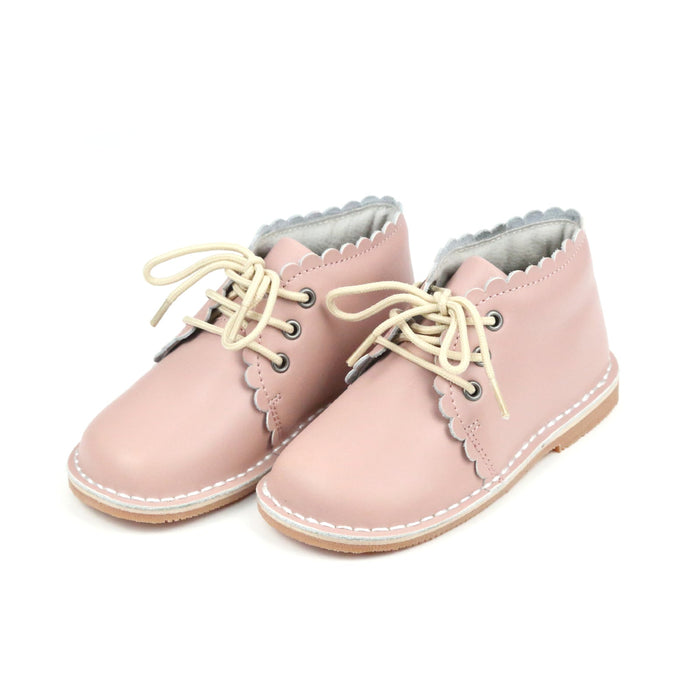 Georgie Scalloped Lace Up Boot - Pink