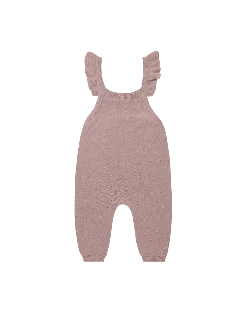Lilac Pointelle Knit Overalls