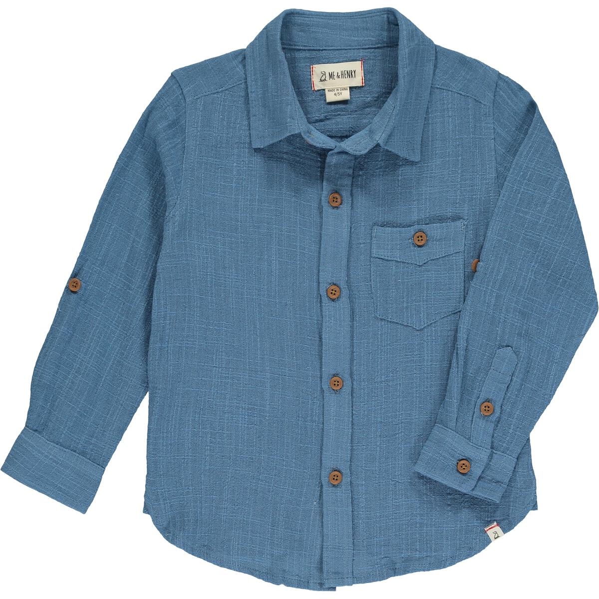 Blue Button-up Pocket Shirt