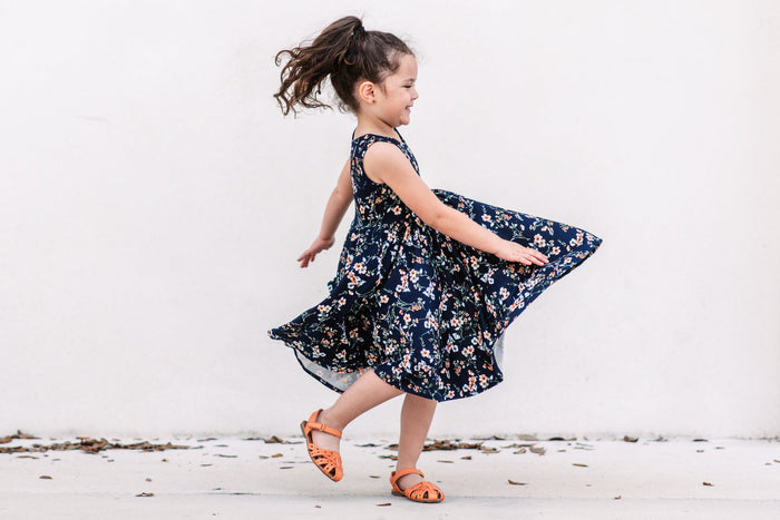 Millie + Roo Navy Floral Twirl Dress