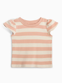 Petal Sleeve Tee - Blush Stripe