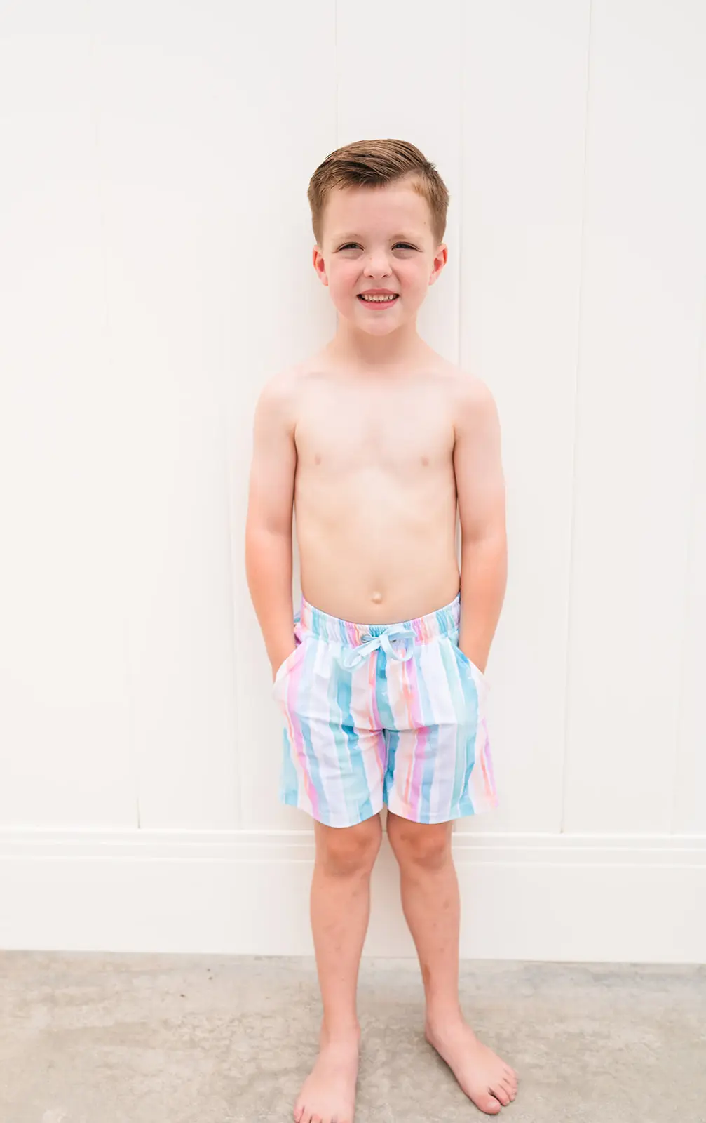 Watercolor Stripe Swim Shorts