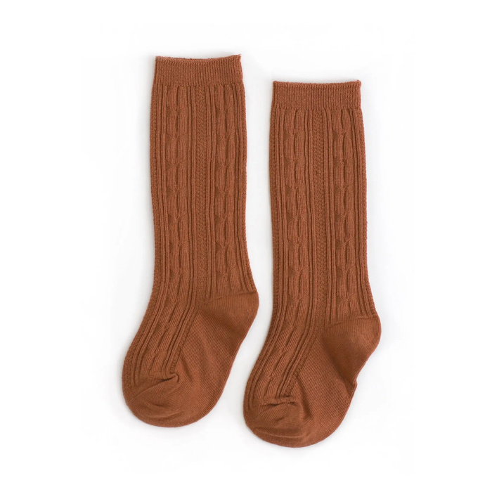 Sugar Cable Almond Knit Knee High Socks