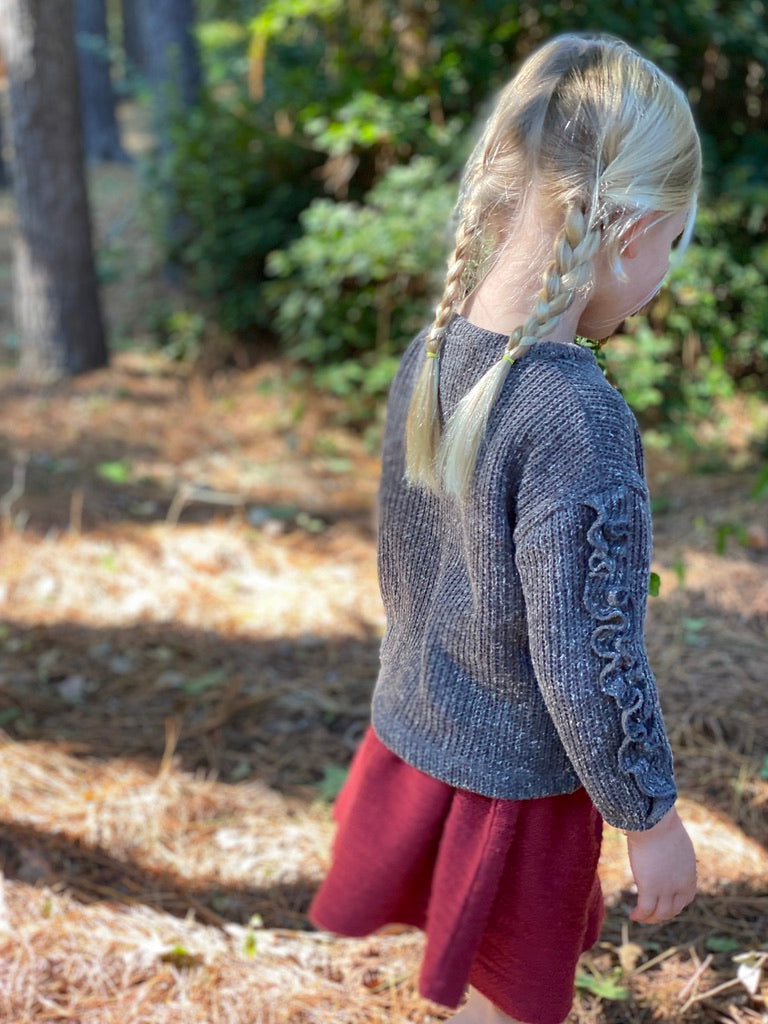 Ruffle Sleeve Sweater - Charcoal