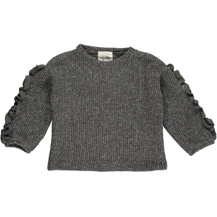Women's Ruffle Sleeve Sweater - Charcoal