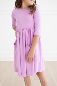 Bright Lilac Pocket Twirl Dress