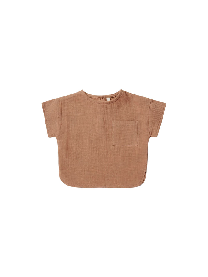 Clay Woven Boxy Top