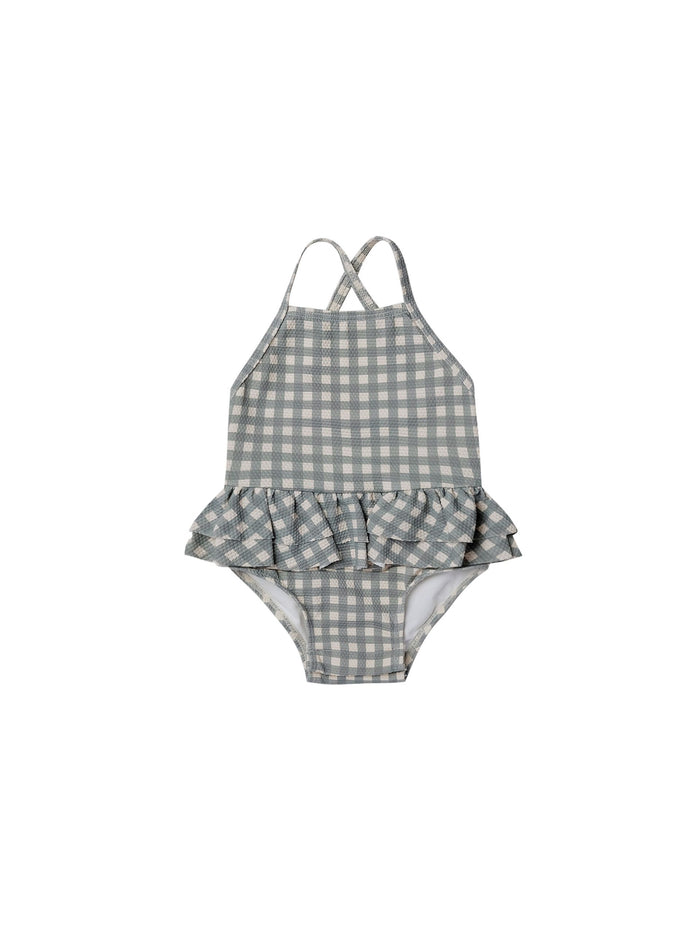 Ruffled One-Piece Swimsuit - Gingham