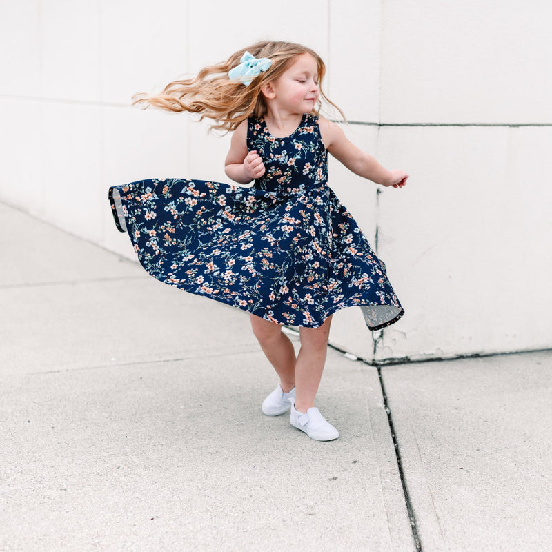 Millie + Roo Navy Floral Twirl Dress